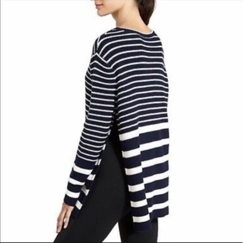 Athleta Striped Pullover Sweater with Side Slit